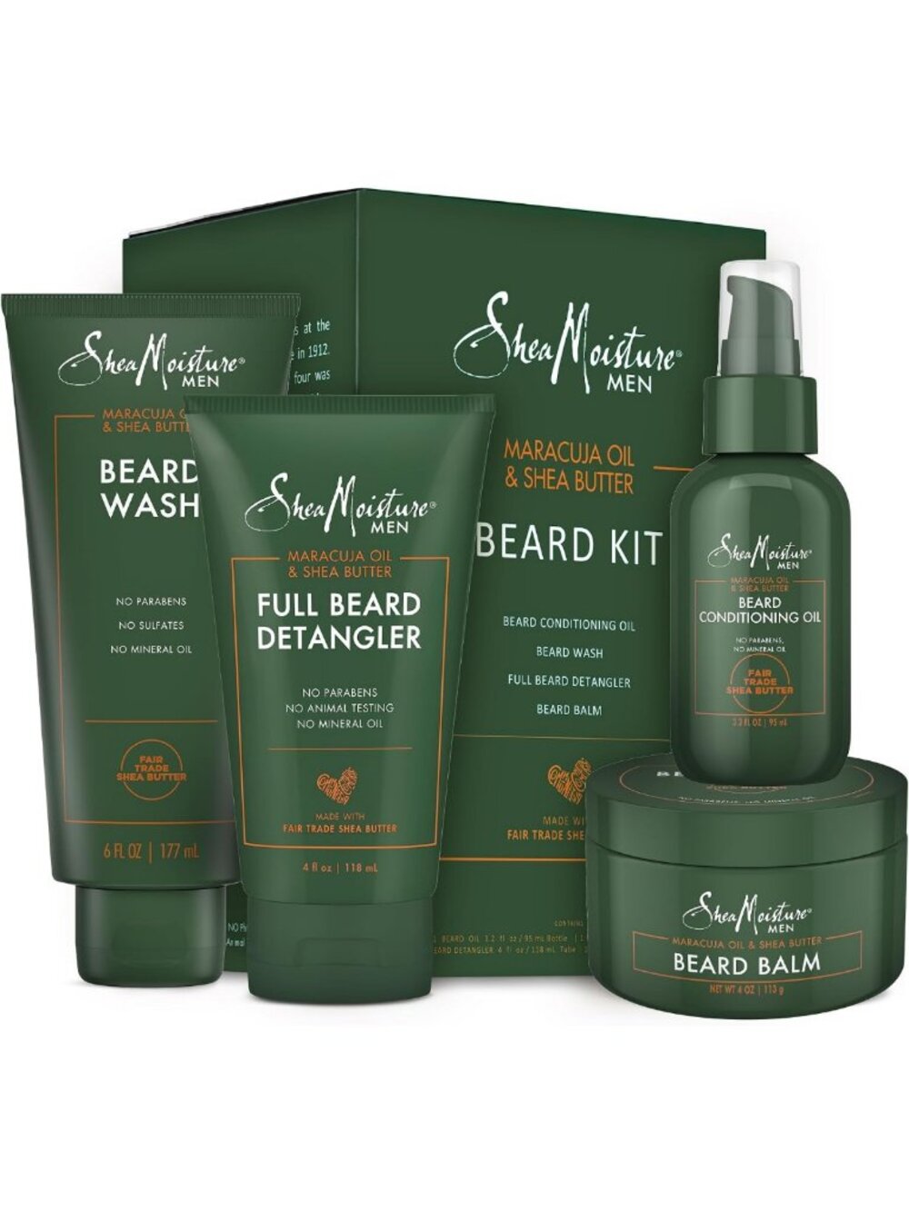 Beard Care Kit for Men - Wash, Oil, Detangler & Balm - Perfect Gift Set